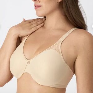 Bali Passion for Comfort Minimizer Underwire Bra Elegant Beige Lace Trim 38 DD